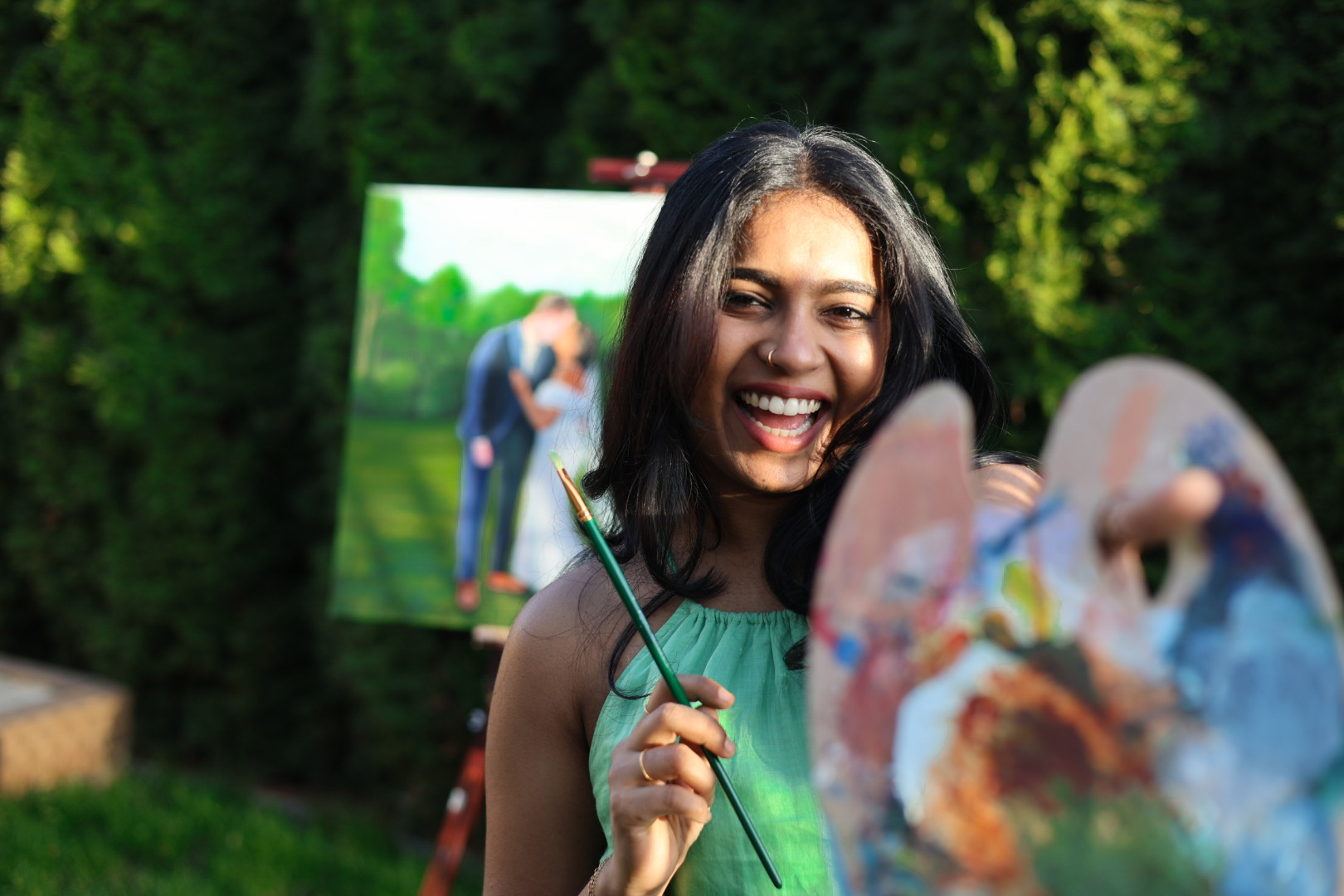 Portrait of Arthana, live wedding painter